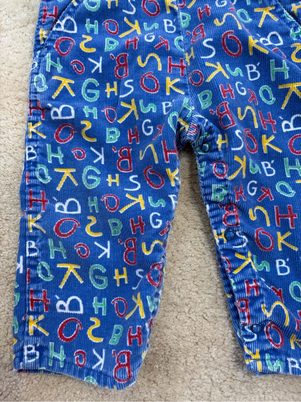 Vintage OshKosh Size 24 Months Vestbak Corduroy Letters Bib Overalls USA Made